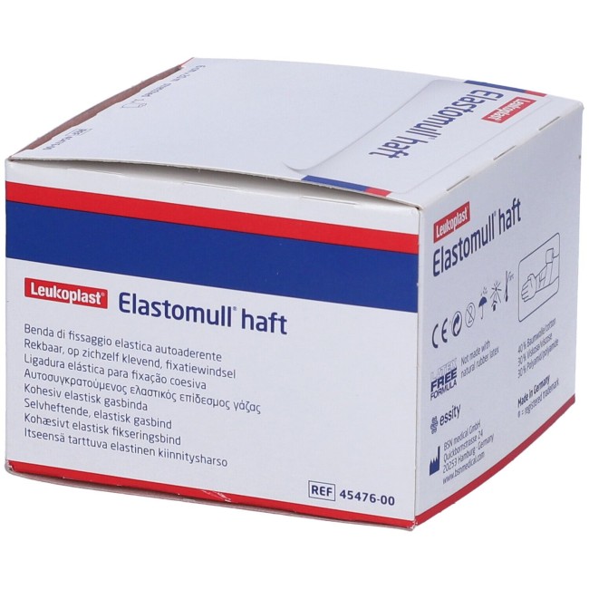 Confezione contenente Elastomull Haft, benda elastica per dissaggio medicazioni. Confezione contenente Elastomull Haft, benda elastica per dissaggio medicazioni.