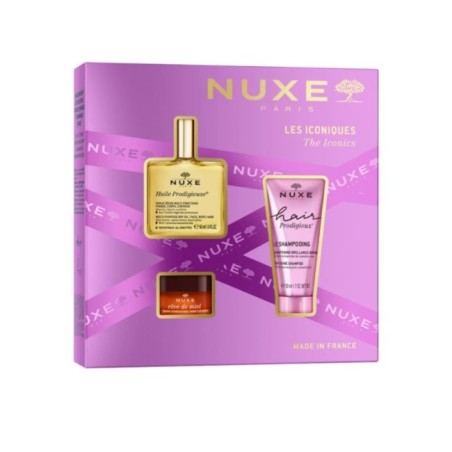 Cofanetto Nuxe contenente 1 Huile Prodigieuse + 1 Shampoo+ 1 Balsamo Labbra