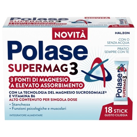 Confezione da 18 stick di Polase Supermag3 Integratore Di Magnesio. Confezione da 18 stick di Polase Supermag3 Integratore Di Magnesio.