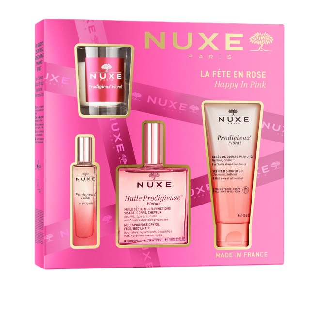 Cofanetto Nuxe contenente Huile Prodigieuse Floral+ Le Parfum + Docciaschiuma+ Candela