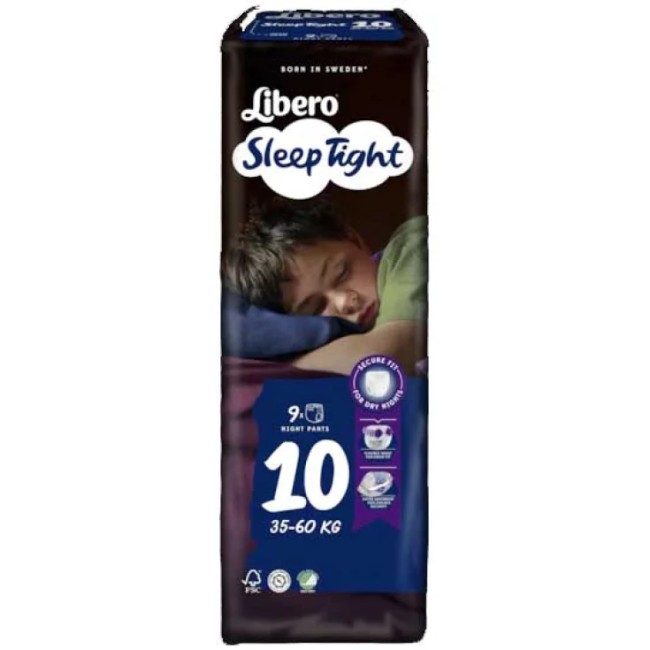 Libero Sleeptight Mutandina Assorbente Notte 10 35-60kg 9 Pezzi Libero Sleeptight Mutandina Assorbente Notte 10 35-60kg 9 Pezzi