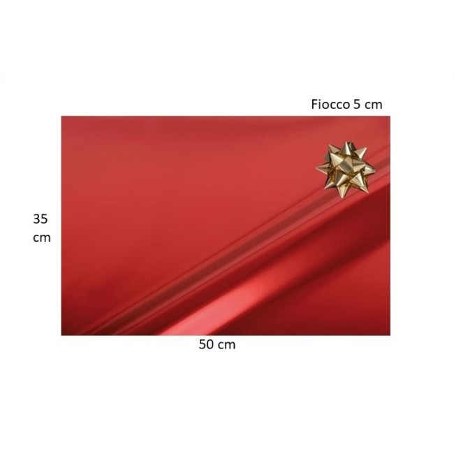 Kit sacchetto regalo rosso con fiocco oro
