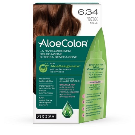 Aloecolor 6,34 Biondo Scuro Miele Tinta Permanente Capelli Colore Ad Alta Pigmentazione 50 Ml + Rivelatore Aloeossigenata 75 Ml Aloecolor 6,34 Biondo Scuro Miele Tinta Permanente Capelli Colore Ad Alta Pigmentazione 50 Ml + Rivelatore Aloeossigenata 75 Ml