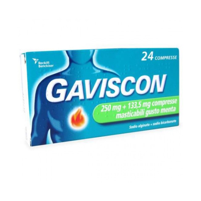Gaviscon 24 Compresse Masticabili Menta 250+133,5MG Gaviscon 24 Compresse Masticabili Menta 250+133,5MG