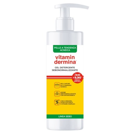 Flacone da 240 ml di Vitamindermina Sebo Detergente Sebonormalizzante Per Pelle Grassa e Acneica. Flacone da 240 ml di Vitamindermina Sebo Detergente Sebonormalizzante Per Pelle Grassa e Acneica.