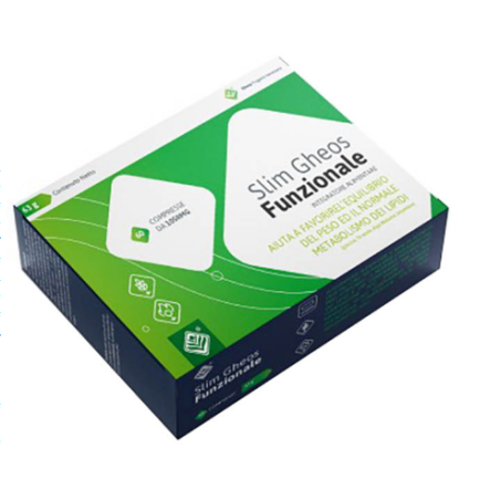 Confezione da 60 compresse di Slim Gheos Funzionale, integratore per metabolismo e controllo del peso. Confezione da 60 compresse di Slim Gheos Funzionale, integratore per metabolismo e controllo del peso.