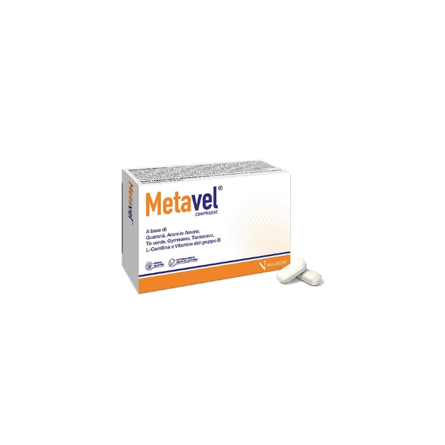 Confezione da 30 compresse di Metavel, integratore per bruciare i grassi in eccesso. Confezione da 30 compresse di Metavel, integratore per bruciare i grassi in eccesso.