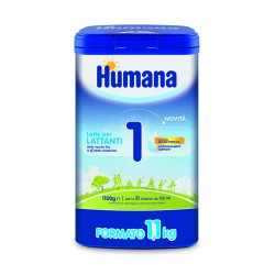 Confezione da 1,1 Kg di Humana 1 5HMO , latte in polvere per bambini dalla nascita fino ai 6 mesi.