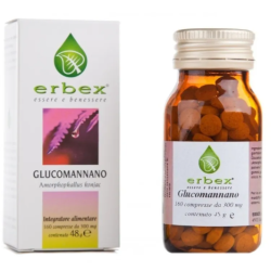 Confezione da 160 compresse di Erbex Glucomannano, integratore per facilitare la perdita di peso.