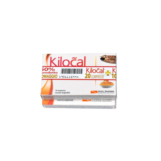 Confezione da 20 compresse + 10 compresse di Pool Pharma Kilocal, integratore per il metabolismo.