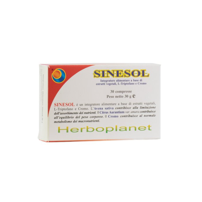 Confezione da 30 compresse di Sinesol, integratore per controllare il peso corporeo.