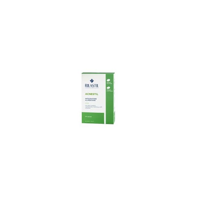 Flacone da 30 capsule di Rilastil Acnestil Integratore Alimentare Pelle Grassa Flacone da 30 capsule di Rilastil Acnestil Integratore Alimentare Pelle Grassa