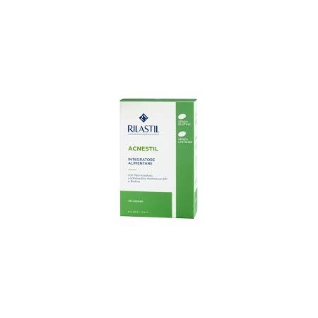 Flacone da 30 capsule di Rilastil Acnestil Integratore Alimentare Pelle Grassa Flacone da 30 capsule di Rilastil Acnestil Integratore Alimentare Pelle Grassa