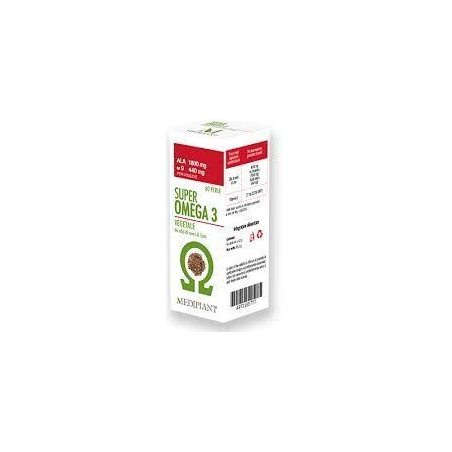 Flacone da 60 perle di Mediplant Super Omega 3 Vegetale, integratore per il controllo del colesterolo. Flacone da 60 perle di Mediplant Super Omega 3 Vegetale, integratore per il controllo del colesterolo.