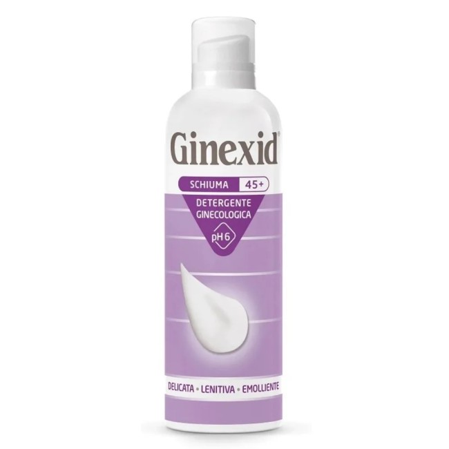 Flacone da 150 ml di Ginexid 45+ Schiuma Detergente Intima Per La Donna In Menopausa. Flacone da 150 ml di Ginexid 45+ Schiuma Detergente Intima Per La Donna In Menopausa.