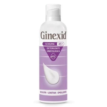 Flacone da 150 ml di Ginexid 45+ Schiuma Detergente Intima Per La Donna In Menopausa. Flacone da 150 ml di Ginexid 45+ Schiuma Detergente Intima Per La Donna In Menopausa.