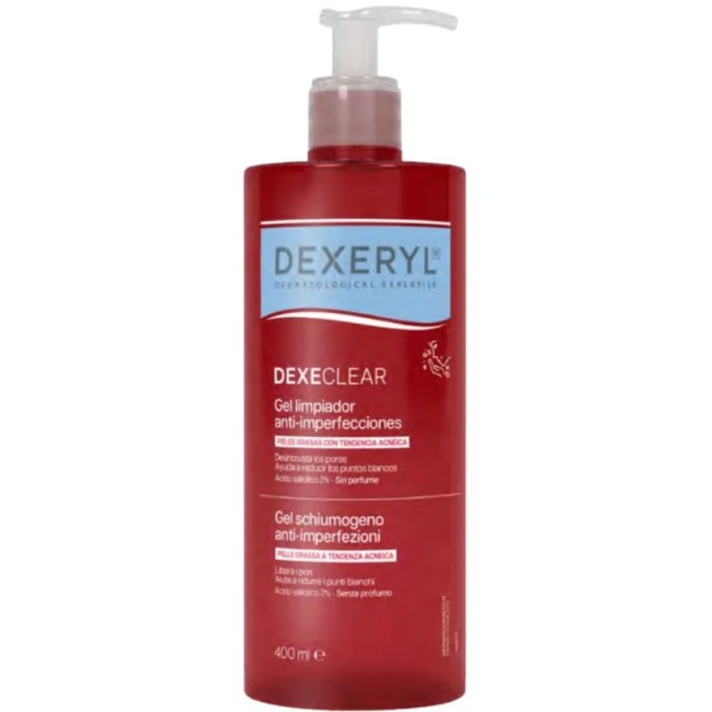 Flacone da 400 ml di Dexeryl Dexeclear Gel Schiumogeno Anti Imperfezioni Flacone da 400 ml di Dexeryl Dexeclear Gel Schiumogeno Anti Imperfezioni