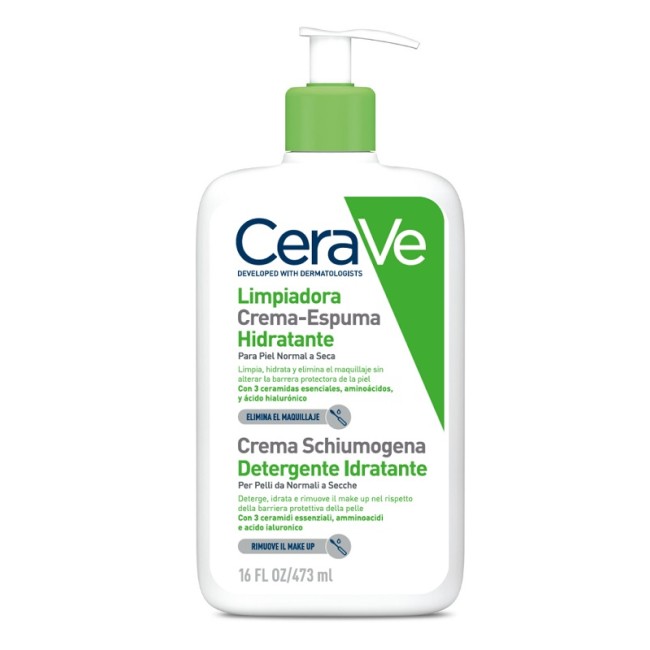 Flacone da 473 ml di Cerave Crema Schiumogena Detergente Idratante Flacone da 473 ml di Cerave Crema Schiumogena Detergente Idratante