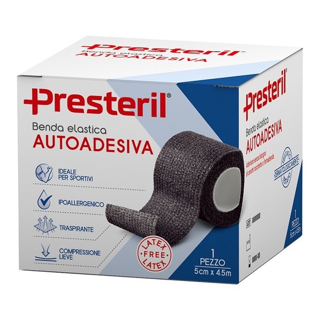 Benda Elastica Autoadesiva Latex Free Presteril Cm 5x4,5 M Tesi Nero Benda Elastica Autoadesiva Latex Free Presteril Cm 5x4,5 M Tesi Nero