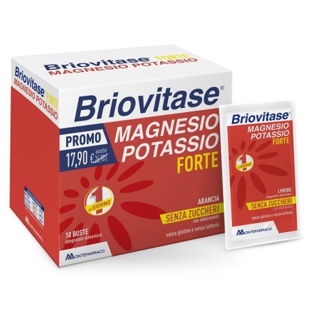 Confezione da 30 bustine di Briovitase Magnesio Potassio Forte, integratore per energia e forza. Confezione da 30 bustine di Briovitase Magnesio Potassio Forte, integratore per energia e forza.