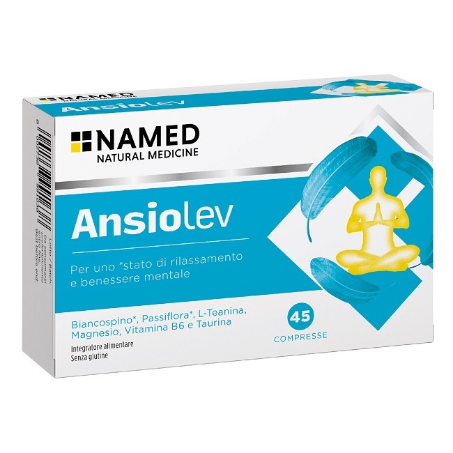 Confezione da 45 compresse di Ansiolev integratore per il rilassamento ed il benessere mentale