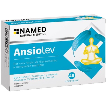 Confezione da 45 compresse di Ansiolev integratore per il rilassamento ed il benessere mentale