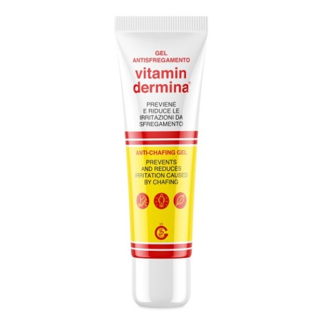 Tubo da 100 ml di Vitamindermina, gel anti sfregamento per pelle sensibile e reattiva.