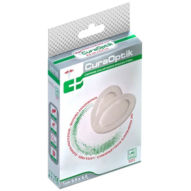 Compressa Oculare Sterile Adesiva Cura Optik In Puro Cotone Per Medicazione Monouso Ad Incarto Singolo 10 Pezzi