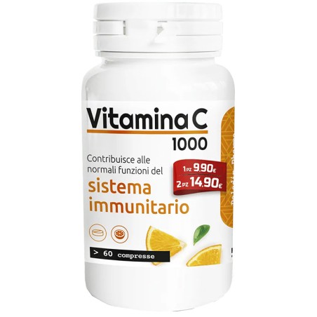 Flacone da 60 compresse di Sanavita Vitamina C 1000, integratore per le difese immunitarie.
