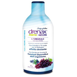 Flacone da 500 ml di Drenax Forte L'Originale Integratore Drenante Detossificante Gusto Uva E Mirtillo.