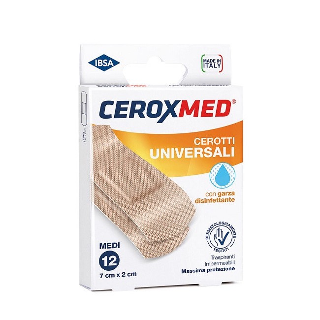 Cerotti Universali Ceroxmed Con Garza Disinfettante Medi 7x2cm 12 Pezzi Cerotti Universali Ceroxmed Con Garza Disinfettante Medi 7x2cm 12 Pezzi