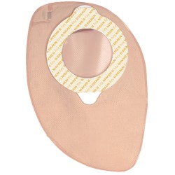 SACCA COLOSTOMIA A DUE PEZZI AGGANCIO ADESIVO CON GUI DI SICUREZZA FONDO CHIUSO DIAMETRO 50MM CAPACITA' 240ML COLORE BEIGE 30 PE
