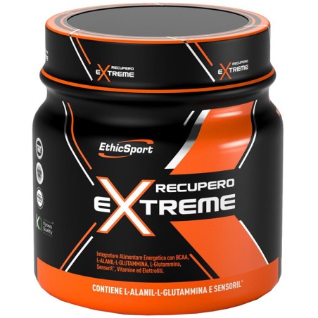 Barattolo da 400 grammi di EthicSport Recupero Extreme, integratore per recupero muscolare ed energetico.