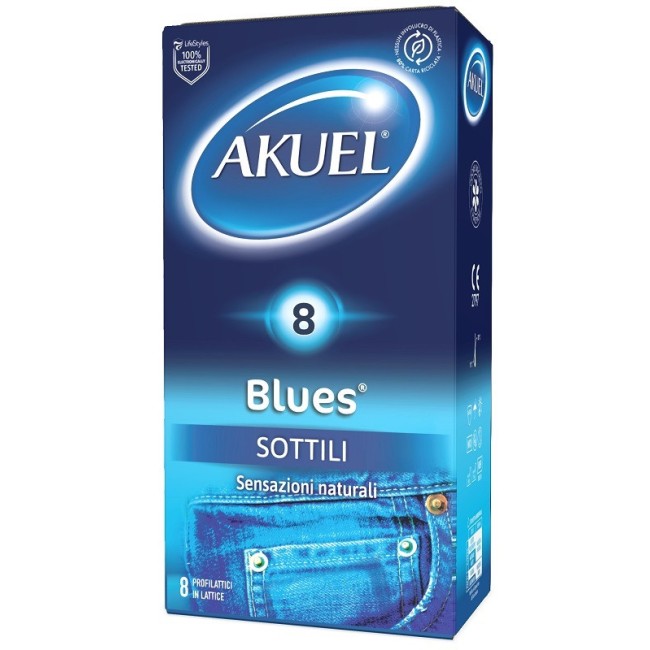 Profilattico Akuel Blues Sottile 8 Pezzi Profilattico Akuel Blues Sottile 8 Pezzi
