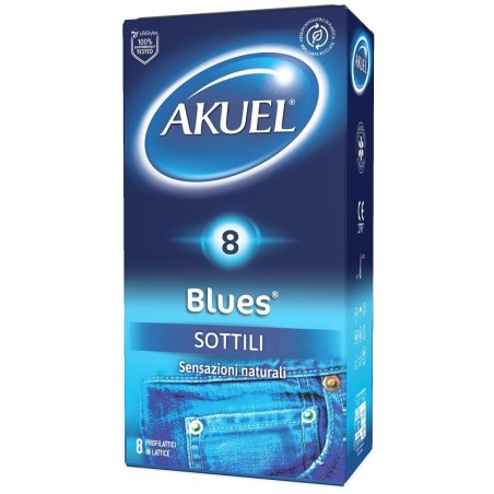 Profilattico Akuel Blues Sottile 8 Pezzi Profilattico Akuel Blues Sottile 8 Pezzi