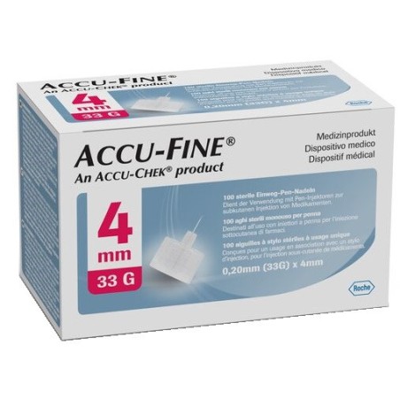 Ago Ipodermico Per Penna Da Insulina Accu-fine In Acciaio Inox 33 Gauge 4 Mm 100 Pezzi Ago Ipodermico Per Penna Da Insulina Accu-fine In Acciaio Inox 33 Gauge 4 Mm 100 Pezzi