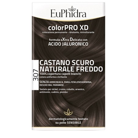 Euphidra Colorpro Xd 307 Castano Scu Naturale F Colore + Attivante + Balsamo + Cuffia + Guanti