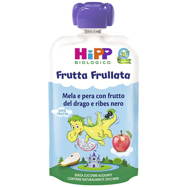 Hipp Bio Frutta Frullata Dragone Mela Pera Frutta Del Drago Ribes Nero 90 G