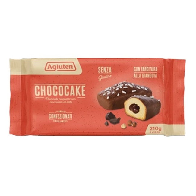 Agluten Chococake 4 Plumcake Ricoperti Con Cioccolato Al Latte Con Farcitura Alla Gianduia X 52,5g Agluten Chococake 4 Plumcake Ricoperti Con Cioccolato Al Latte Con Farcitura Alla Gianduia X 52,5g