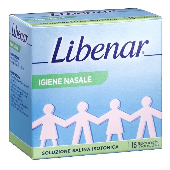 Soluzione Salina Isotonica 0,9% Libenar Per Igiene Nasale 15 Flaconcini Monouso X 5 Ml