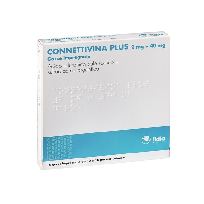 Fidia Connettivina Plus 2mg + 40mg 10 Garze Dimensioni 10x10 Fidia Connettivina Plus 2mg + 40mg 10 Garze Dimensioni 10x10