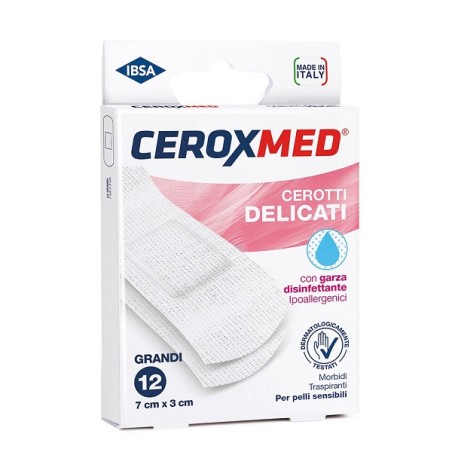 Cerotti Delicati Ceroxmed Con Garza Disinfettante Per Pelli Sensibili 7x3cm 12 Pezzi Cerotti Delicati Ceroxmed Con Garza Disinfettante Per Pelli Sensibili 7x3cm 12 Pezzi