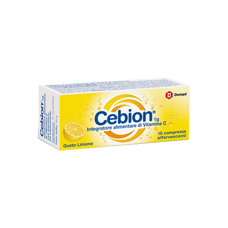 Confezione da 10 compresse effervescenti di cebion limone integratore di vitamina C Confezione da 10 compresse effervescenti di cebion limone integratore di vitamina C