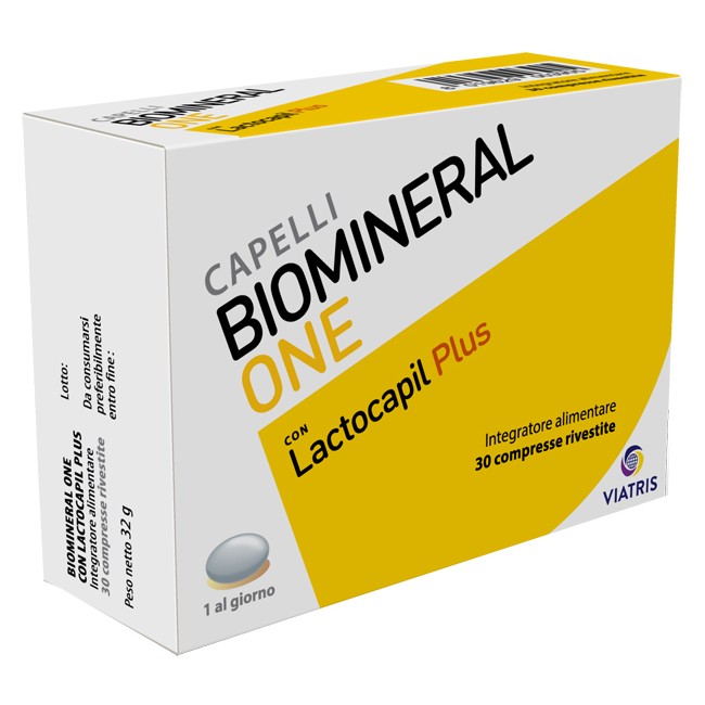 Confezione da 30 compresse di Bomineral One, integratore per capelli sani e forti.