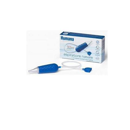 Confezione contenente 1 aspiratore e 2 ricambi di Humana Aspiratore Nasale, prodotto per l'igiene nasale dei neonati. Confezione contenente 1 aspiratore e 2 ricambi di Humana Aspiratore Nasale, prodotto per l'igiene nasale dei neonati.