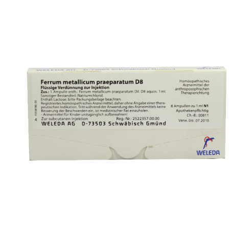 Weleda Ferrum Metallicum Praeparatum D8 Rimedio Omeopatico 8 Fiale