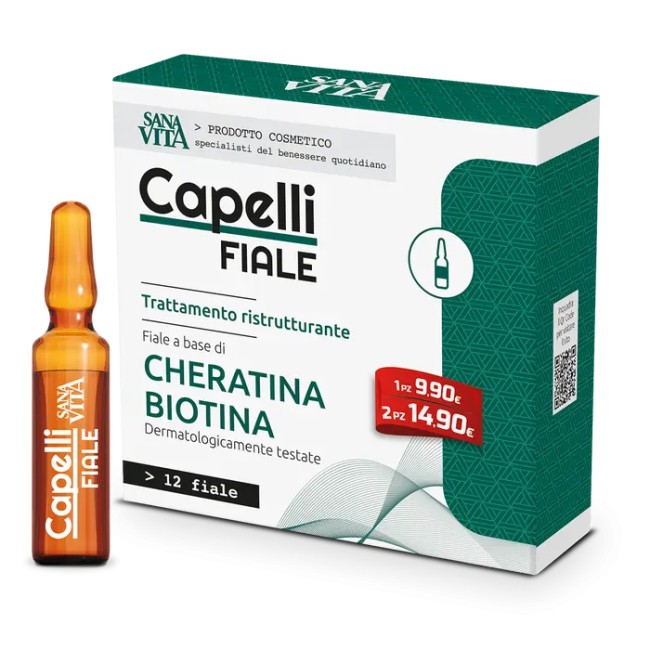 Confezione da 12 fiale di Sanavita Capelli Trattamento Ristrutturante Anticaduta.