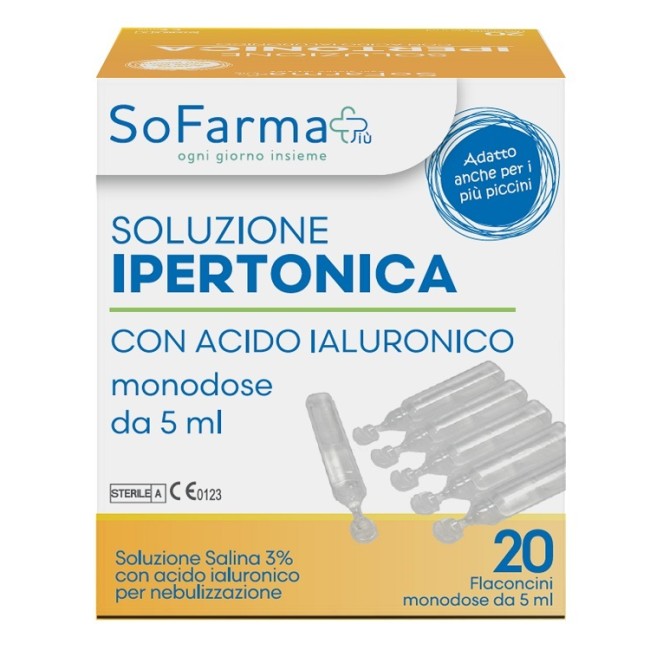 Soluzione Ipertonica 3% Acido Ialuronico 20 Flaconi 5 Ml Sofarmapiu' Soluzione Ipertonica 3% Acido Ialuronico 20 Flaconi 5 Ml Sofarmapiu'