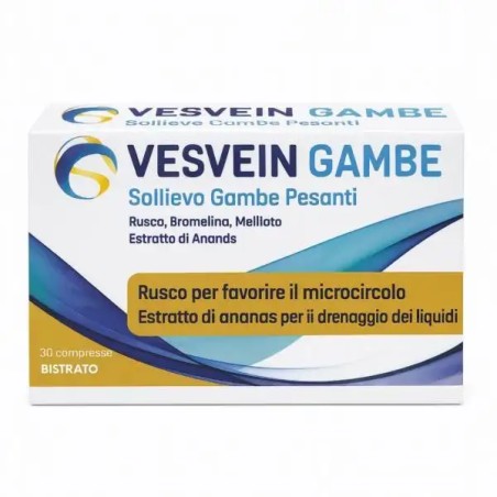 Confezione da 30 compresse di Vesvein Gambe Sollievo Gambe Pesanti Integratore Per La Funzionalità Del Microcircolo.