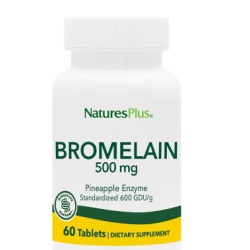 Confezione da 60 tavolette di Natures Plus Bromelaina, integratore per cellulite, digestione e microcircolo.